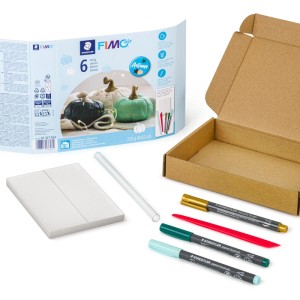 Staedtler FIMOair Bastelset Kürbisse mit lufttrocknender Modelliermasse, Stiften und Werkzeug. Für kreative Projekte.