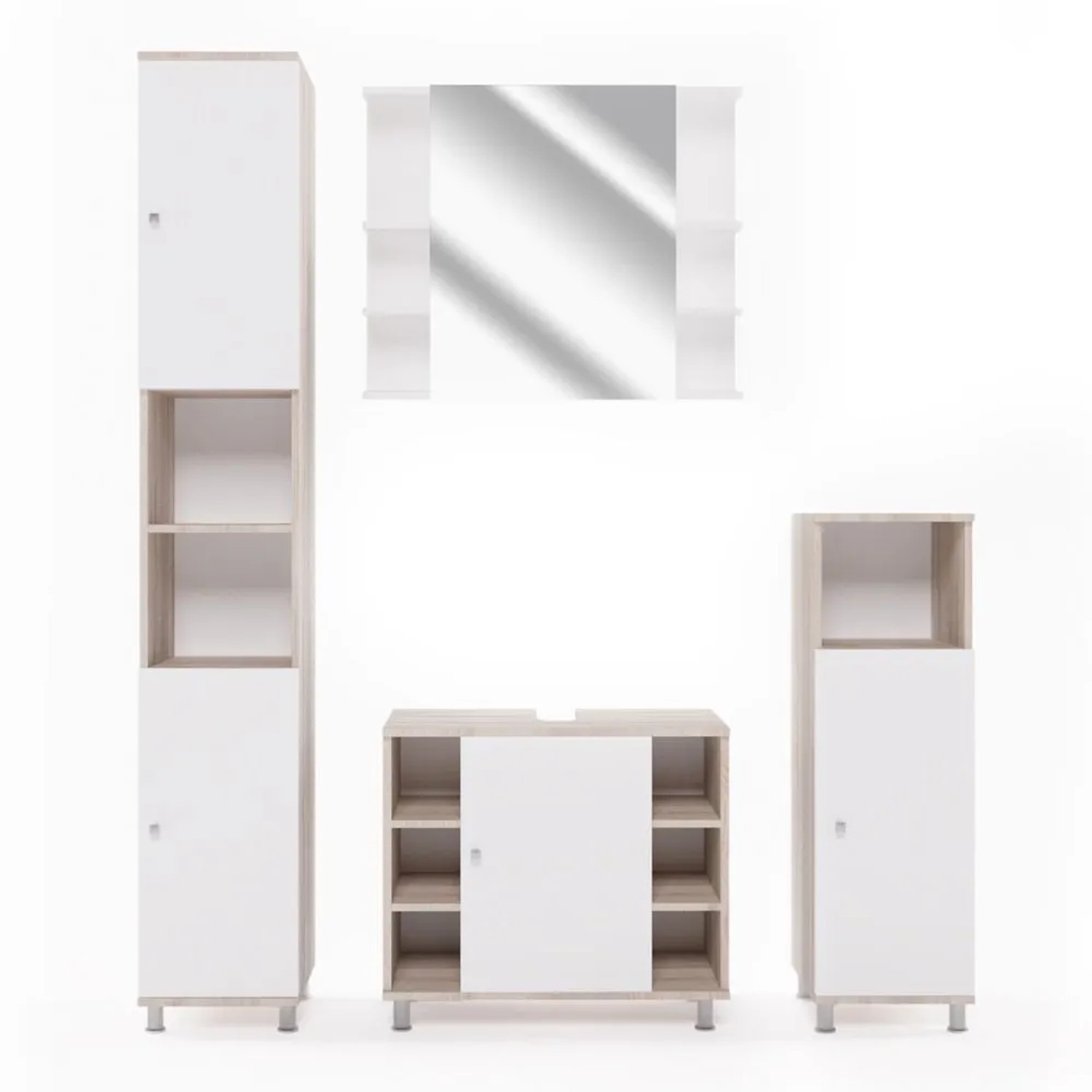 Vicco Badmöbel-Set Fynn Sonoma/Weiß 60 x 54 4-teilig