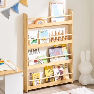 SoBuy Bücherregal Wandregal Kinderregal Hängeregal mit 4 Ablagen Natur 80x118x12cm KMB08-N