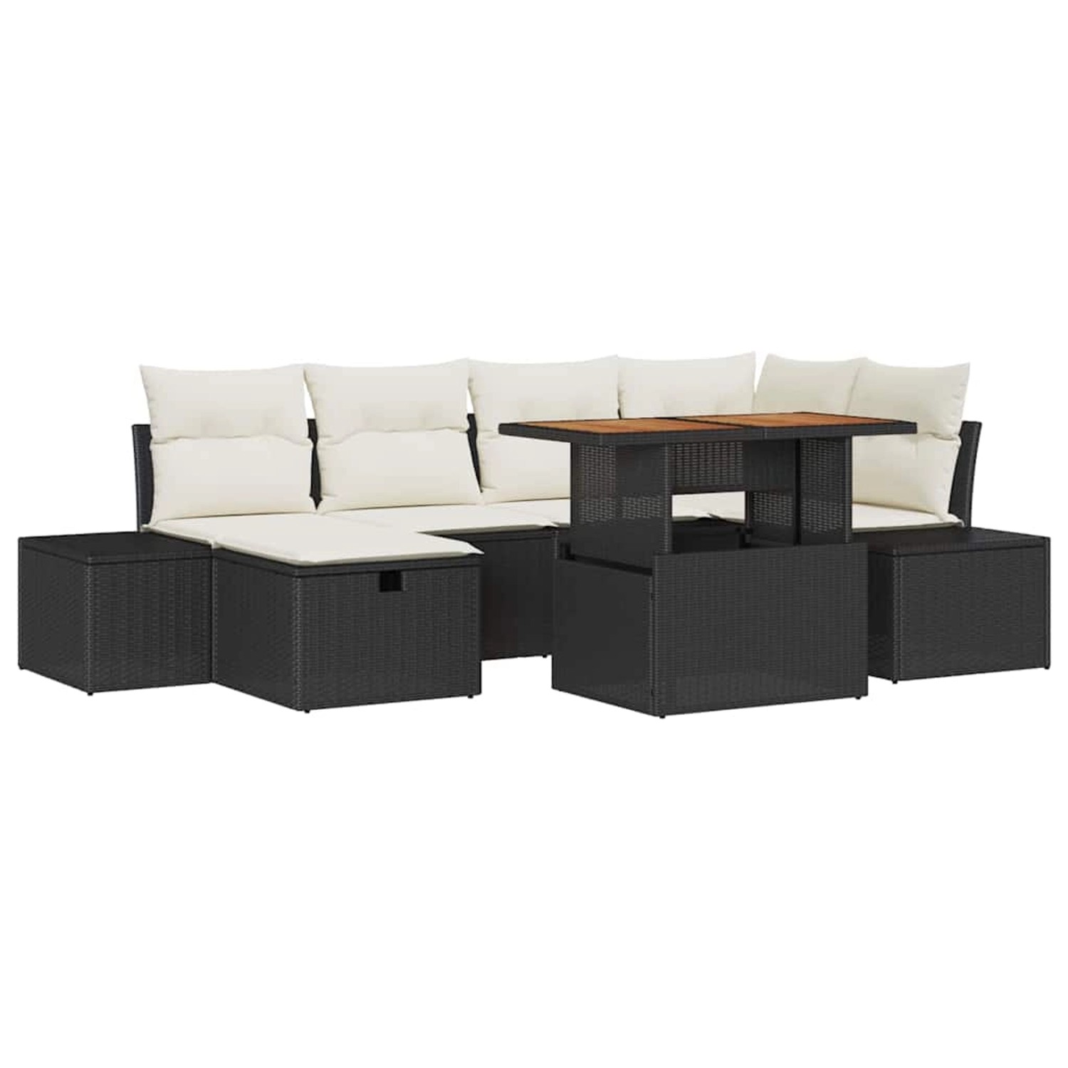 vidaXL Garten-Sofa-Set 7-Tlg Schwarz Poly Rattan 3361383 günstig online kaufen