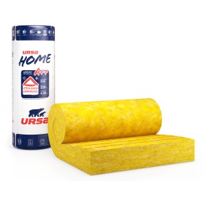 Ursa Home Klemmfilz Dämmplatte aus Glaswolle (220mm) als Rolle und in Verpackung.