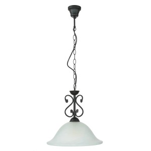 EASYLIGHT Pendelleuchte Metall Glas Ø 40 cm E27 Schwarz Weiß Landhaus Rustikal