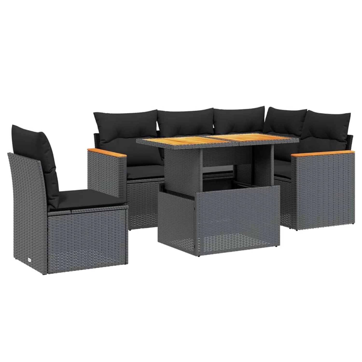 vidaXL 6-Tlg Garten-Sofagarnitur mit Kissen Schwarz Poly Rattan 3273078 günstig online kaufen