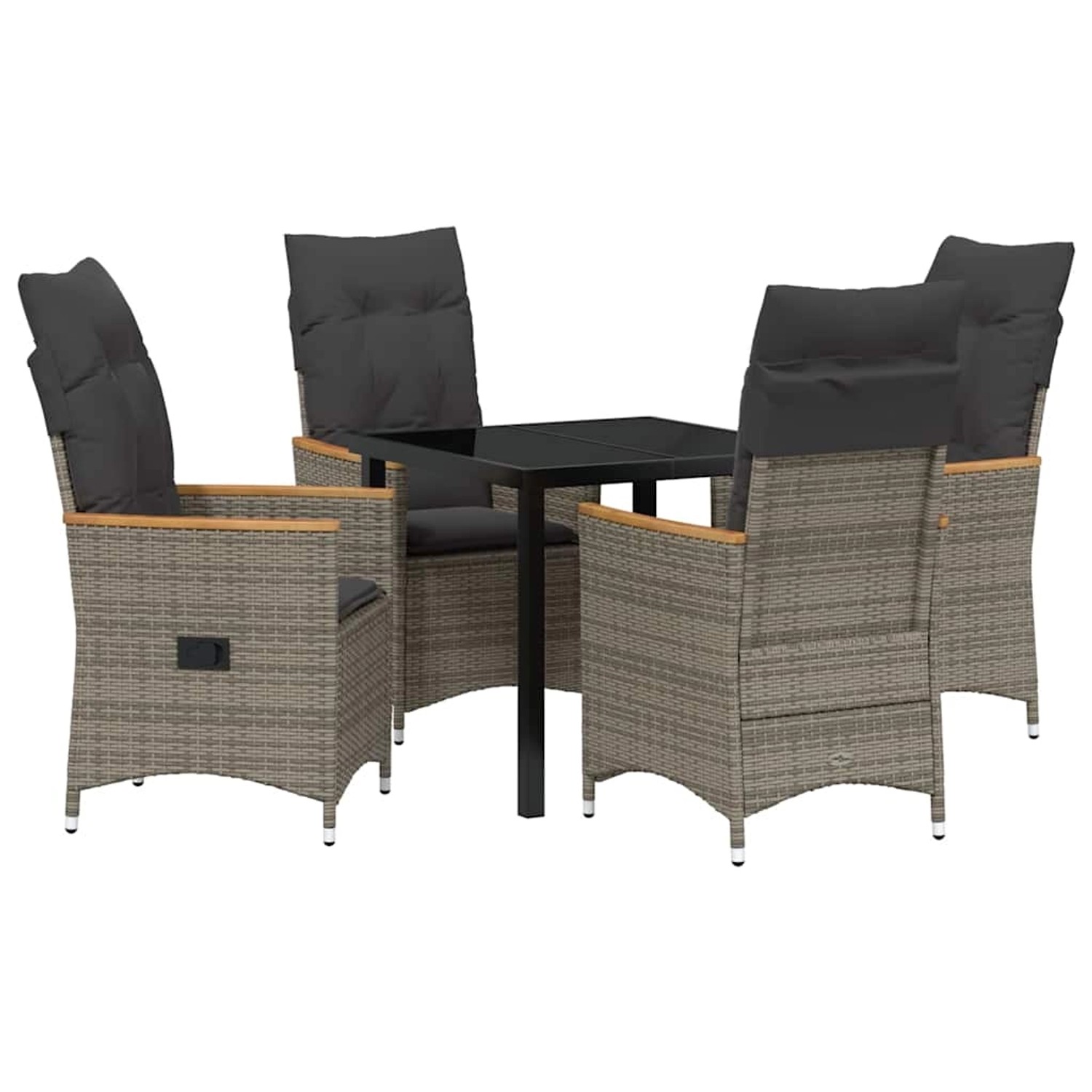 vidaXL Garten Essgruppe mit Kissen 5-Tlg Grau Poly Rattan 3379619 günstig online kaufen
