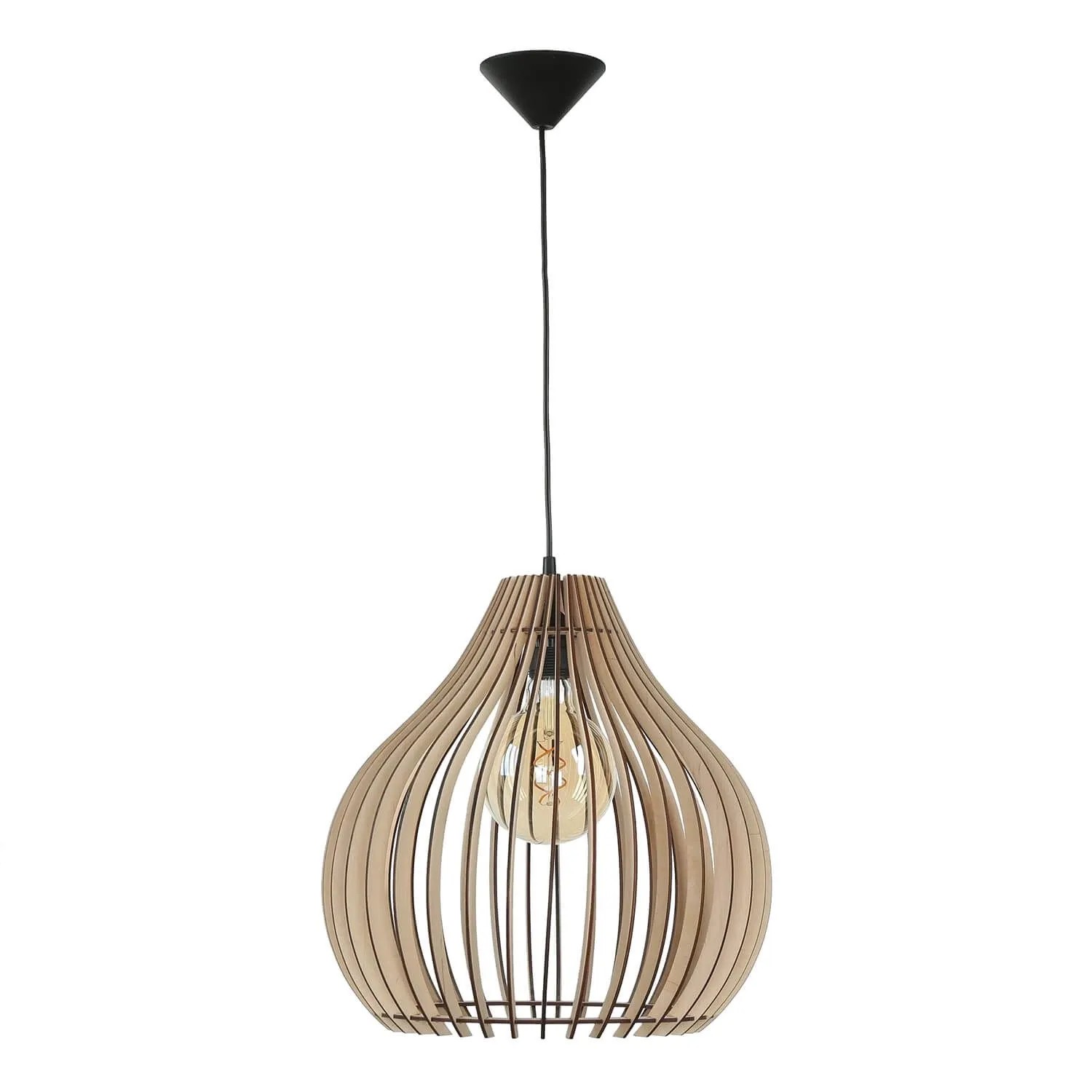 Licht-Erlebnisse Hängeleuchte Holz Ø 43 cm E27 Höhenverstellbar Modern