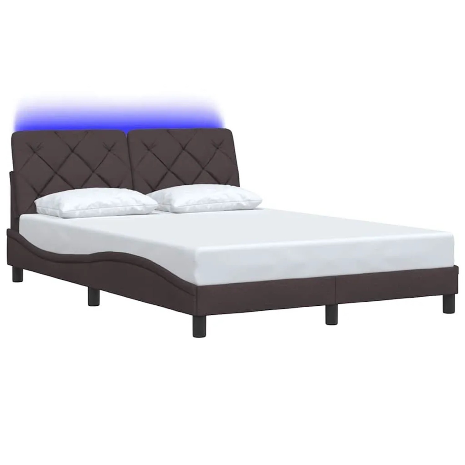 vidaXL Bettgestell mit LED ohne Matratze Dunkelbraun 140x200 cm Stoff 33106 günstig online kaufen