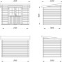Technische Zeichnung Palmako Gartenhaus Alice, braun kesseldruckimprägniert, Maße und Ansichten.