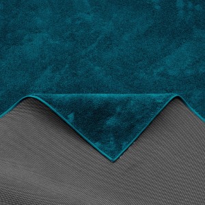 Petrolfarbener Pergamon Hochflor Teppich Melia, 120x170 cm, mit rutschfester Unterseite.
