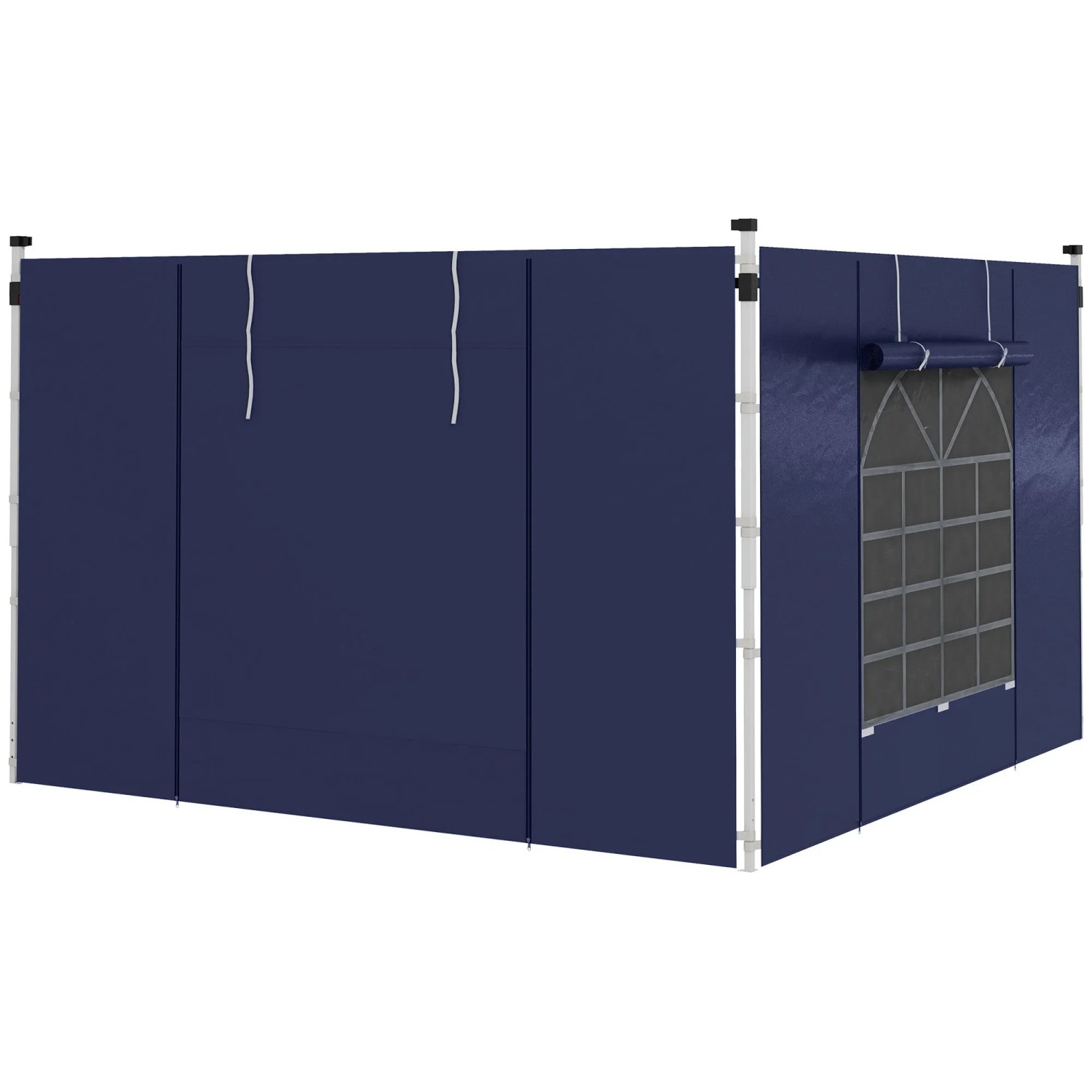 Outsunny Vordach-Seitenwände Polyester  Seitenwand mit Fenster Blau 295L x 195H cm
