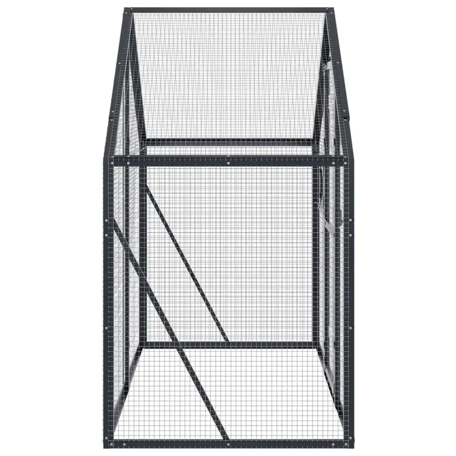 Anthrazitfarbene vidaXL Voliere aus Aluminium, 179x100x185 cm, für Vögel und Kleintiere.