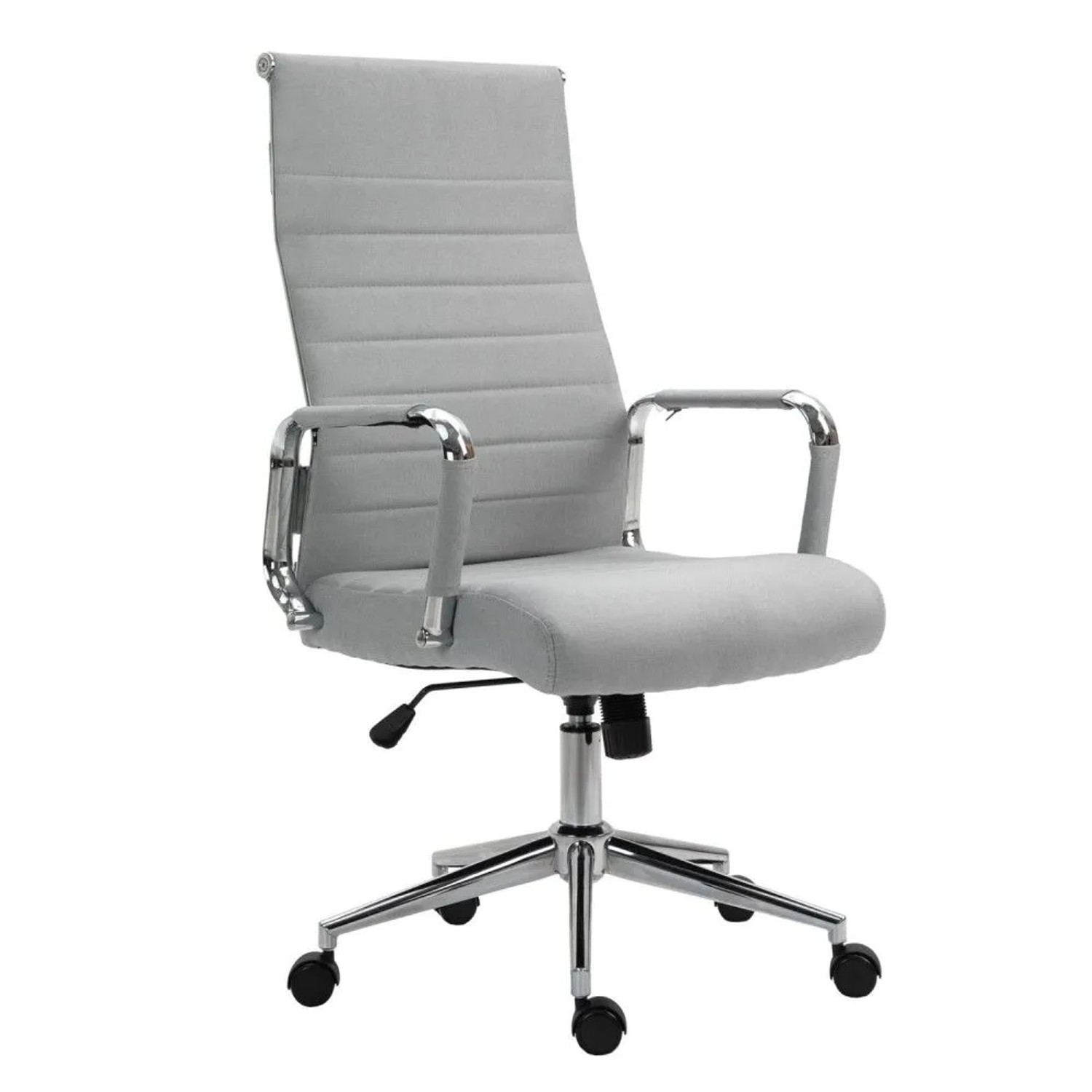 Svita Office Comfort Bürostuhl Schreibtischstuhl Drehstuhl Hohe Rückenlehne Stoff Hellgrau