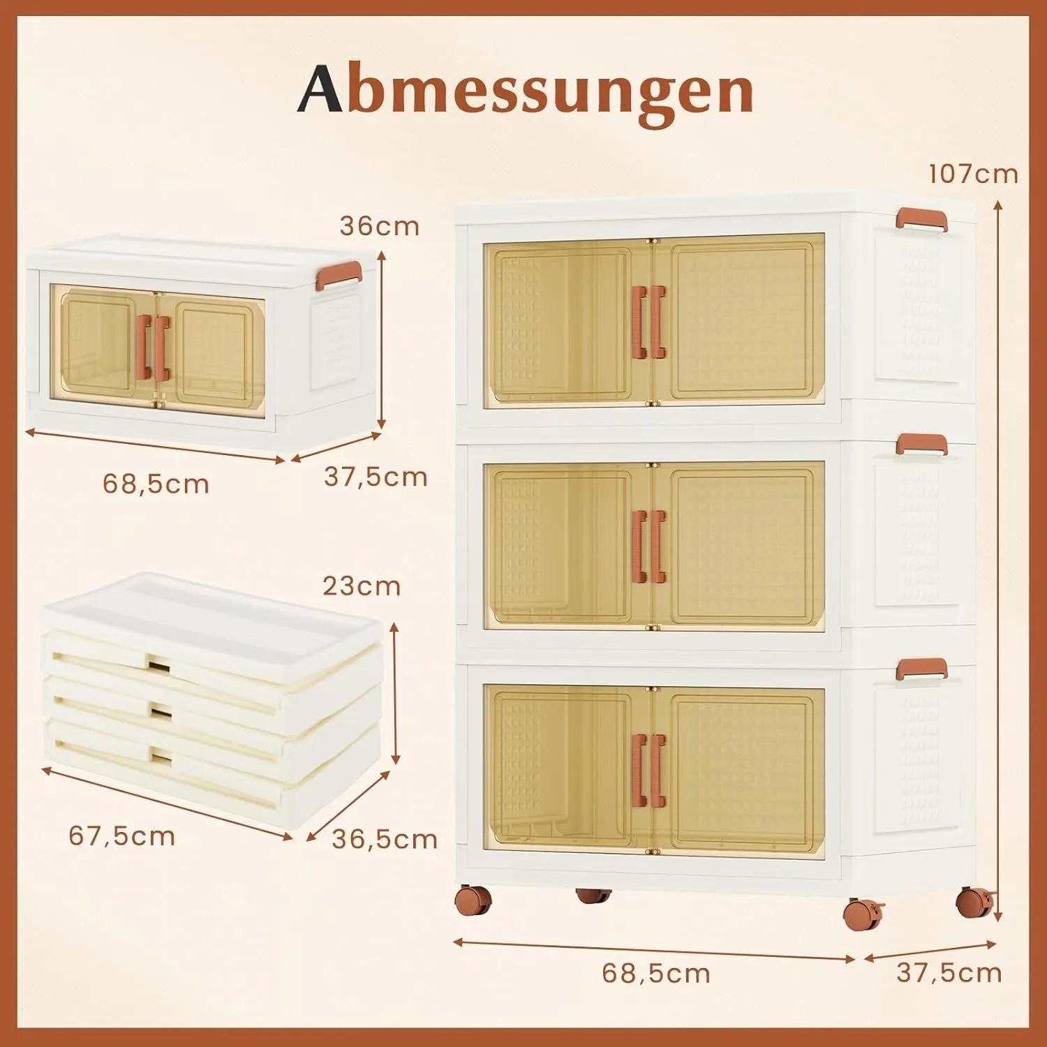 Costway Aufbewahrungsbox mit Deckel 70 L x 3 Stapelboxen Transparent_6