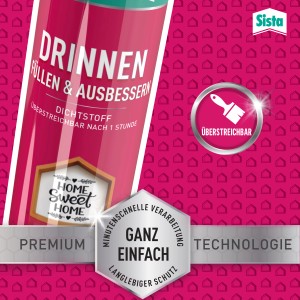 Sista Acryl Dichtstoff, weiße Kartusche für Innenräume zum Füllen und Ausbessern.