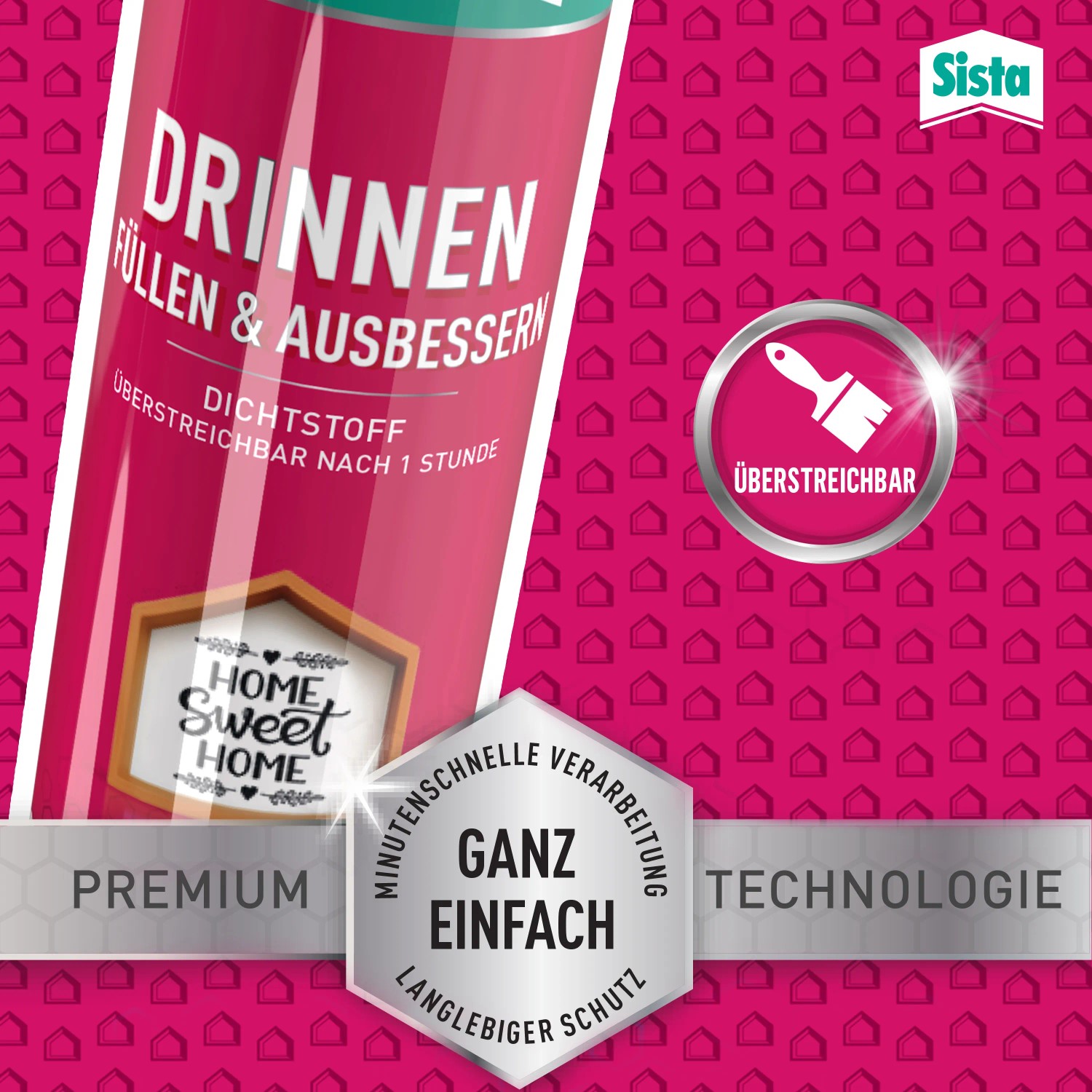 Sista Acryl Dichtstoff, weiße Kartusche für Innenräume zum Füllen und Ausbessern.