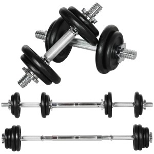 HOMCOM Hantel-Set, verstellbar, 20 kg, Eisen, schwarz. Ideal für Krafttraining zu Hause.