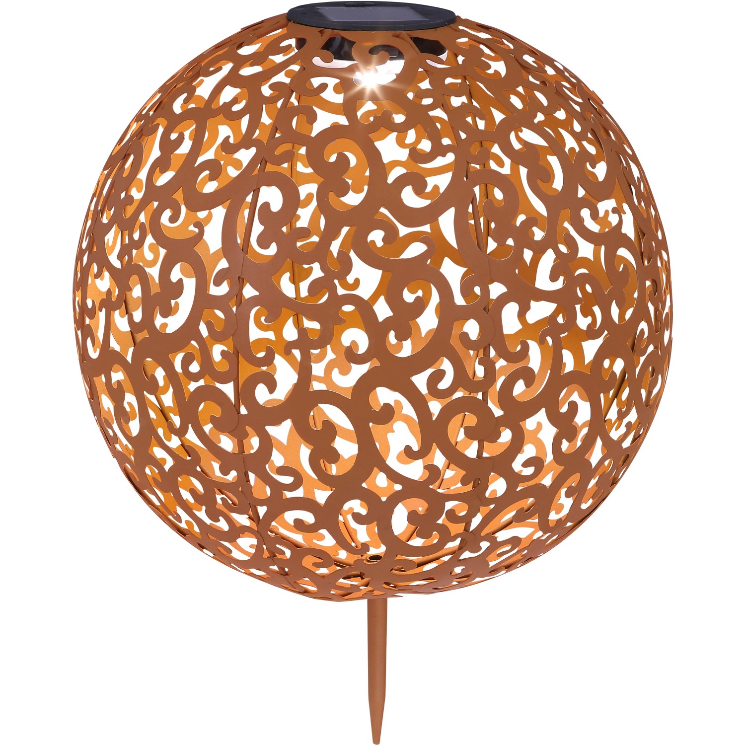 Globo Gartenleuchte Solar LED Kugel Dekogeflecht Rost 40 x 28,5 x 28,5 cm kaufen bei OBI