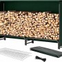 TTL GARDEN Kaminholzregal mit Schutzplane, gefüllt mit Holzscheiten. Zubehör für Kamine & Öfen.