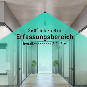 Oktaplex Kim Einbau Deckenbewegungsmelder 360 Grad 2er Set IP54 PIR-Sensor 8m Schwarz