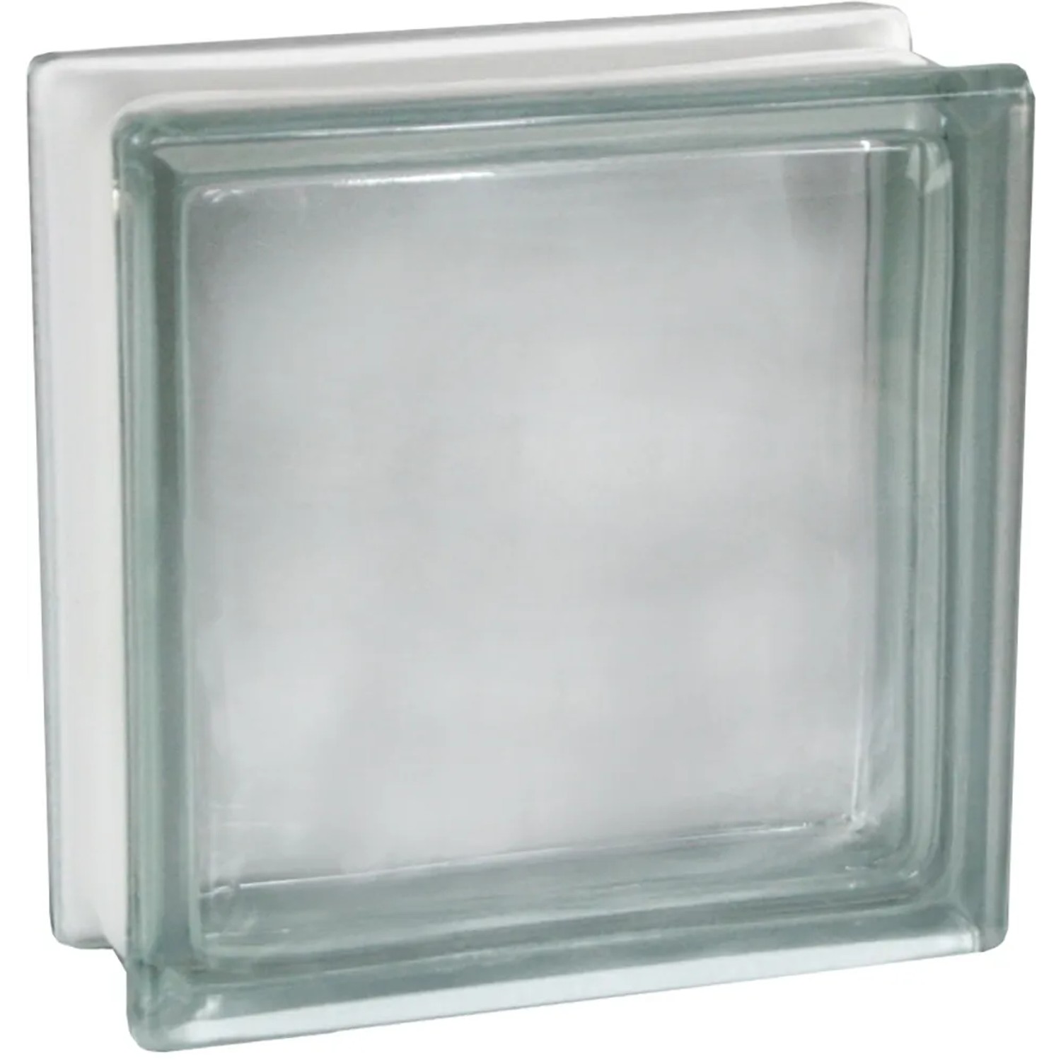 Weißer Glasstein, 19x19x8 cm, einseitig satiniert, für Schallschutz.