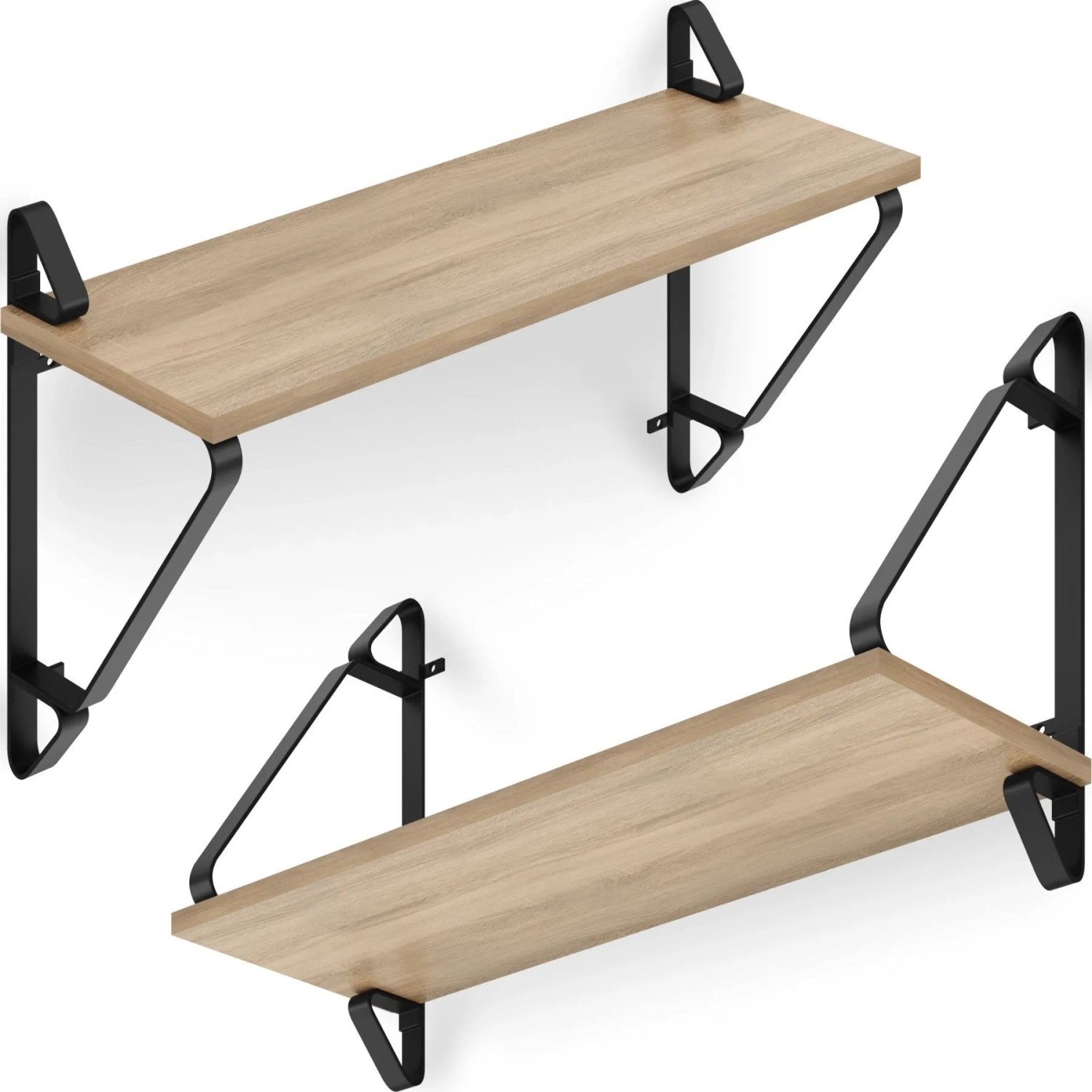 Tectake 2Er Set Wandregal Irvine Industrial Style Holz und Stahl  60 x 20 x 33 50 cm Industrial Holz Hell  Eiche Sonoma