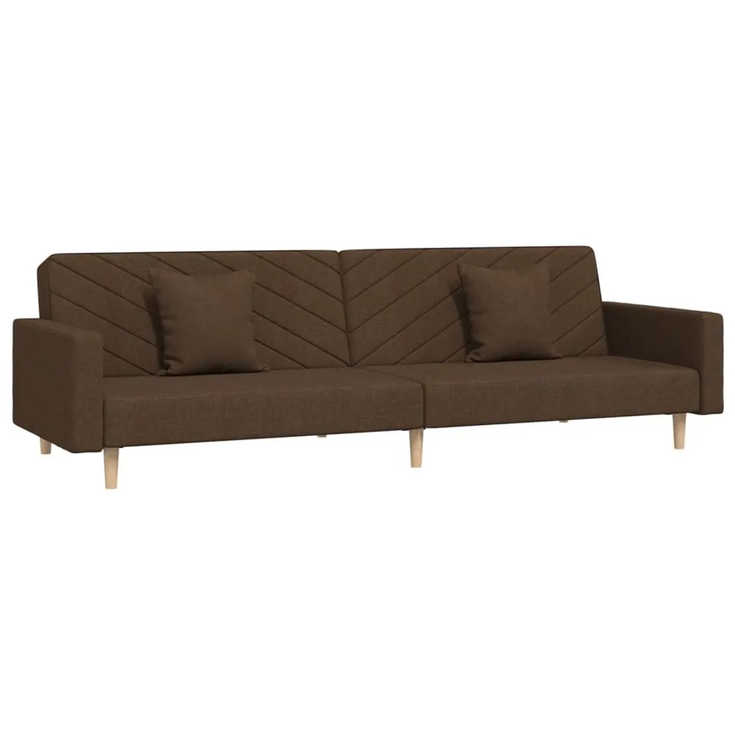vidaXL Schlafsofa 2-Sitzer mit 2 Kissen Braun Stoff 375903
