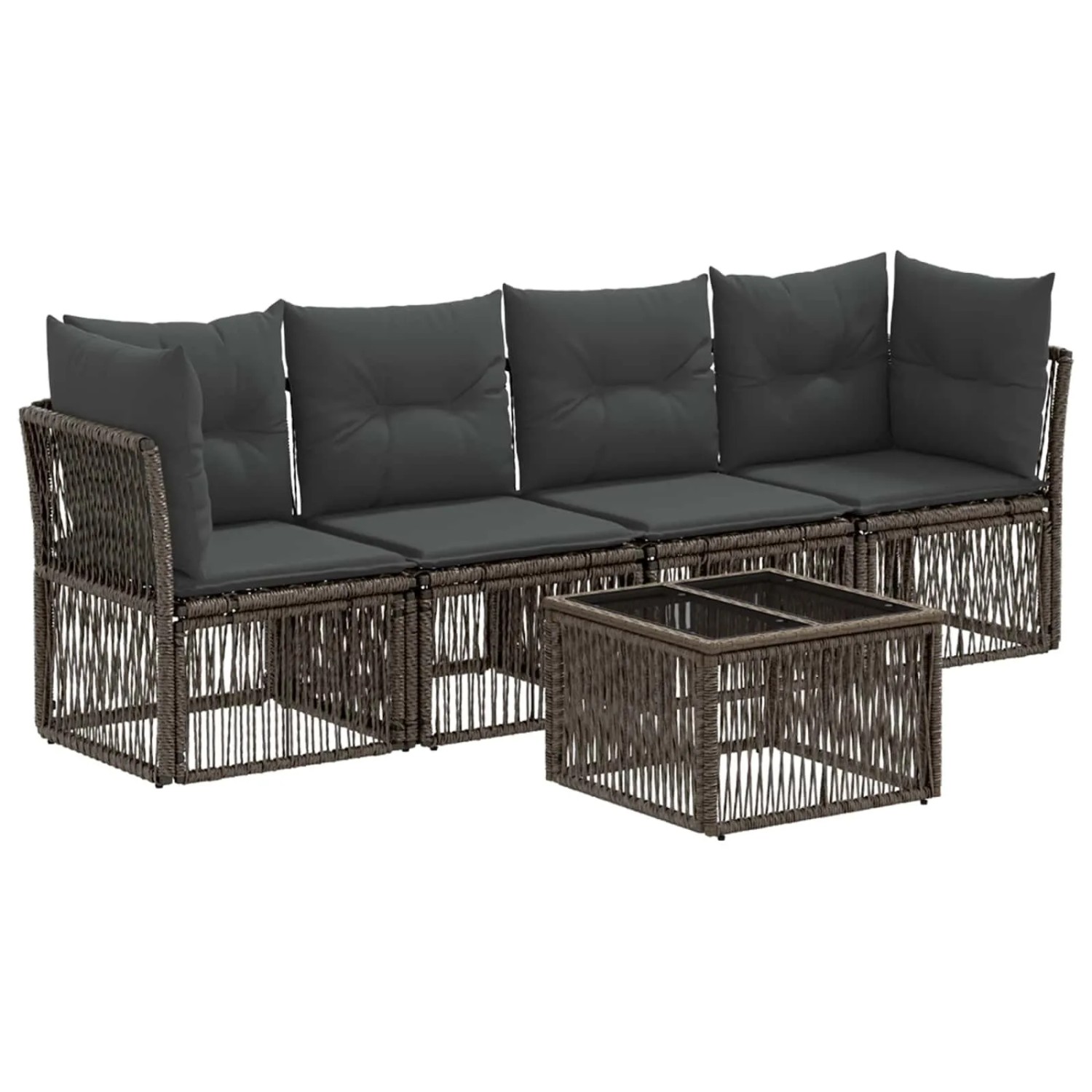 vidaXL Gartensofa-Set 5-Tlg Grau Poly-Rattan 3434132
