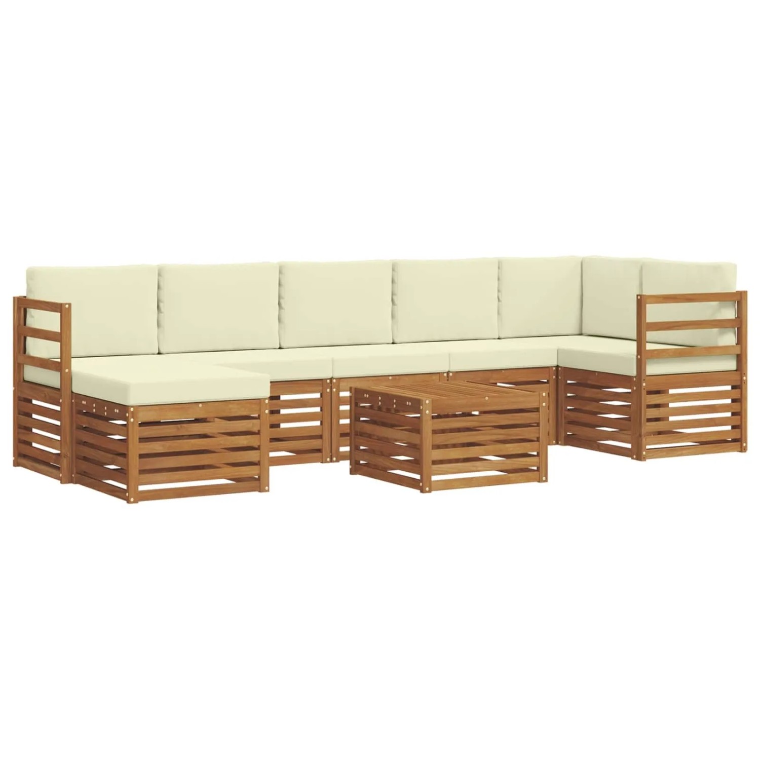 vidaXL Sofagarnituren 8 Tlg Natur und Creme Massivholz Akazie 3375190