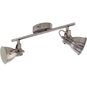 2-flammige LED-Lichtschiene Seras von Eglo in Nickel-Matt/Creme. Spots mit warmweißem Licht.