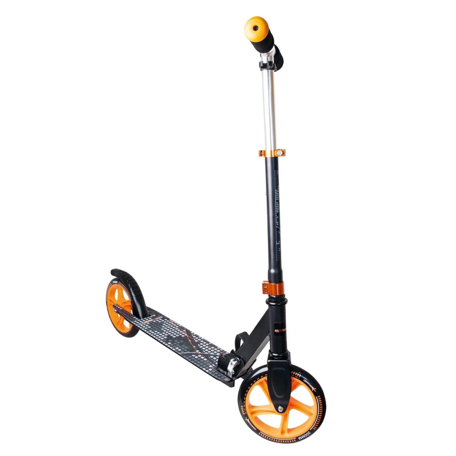 Muuwmi Aluminium Scooter Tretroller 200 mm ABEC 5 GS-Geprüft Höhenverstellbar Schwarz-Orange