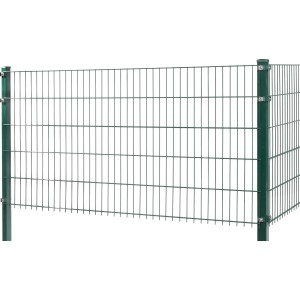 Grüner Doppelstabmattenzaun aus Metall, 83x201 cm, für Gartenzäune.