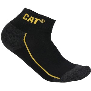 Cat Arbeitssneaker Robust, 3er Pack, schwarz. Arbeitssocken mit gelbem Cat-Logo.