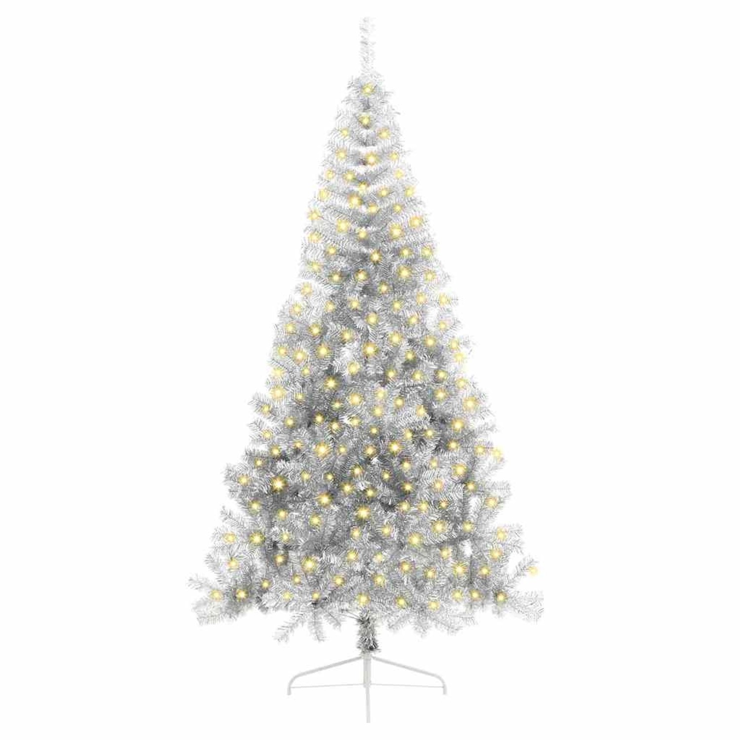 vidaXL Künstlicher Vorbeleuchteter Weihnachtsbaum Silber 210 cm PET 3397215