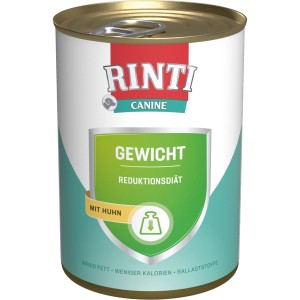 Rinti Canine Gewicht, Nassfutter für Hunde, 400g Dose für eine Reduktionsdiät.