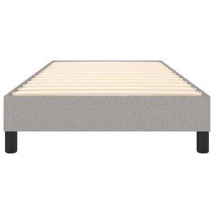 Hellgraues vidaXL Boxspringbett 90x200 cm aus Stoff mit Lattenrost.