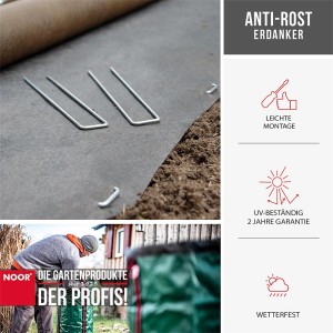 100 Anti-Rost Erdanker 200mm zum Befestigen von Gewächshaus-Vlies und Unkrautfolie.
