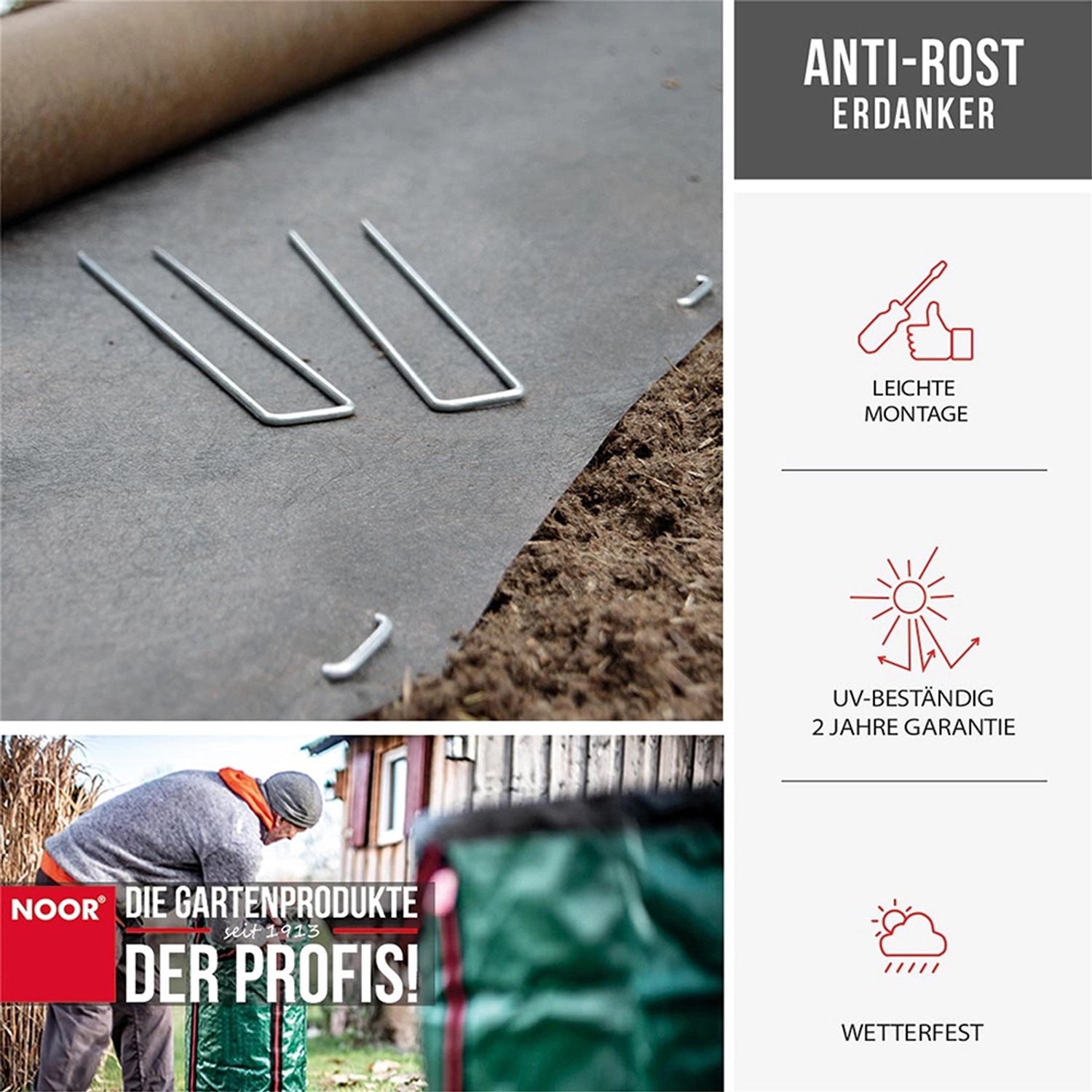 100 Anti-Rost Erdanker 200mm zum Befestigen von Gewächshaus-Vlies und Unkrautfolie.