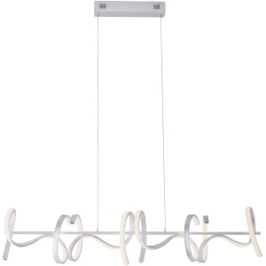 Moderne, silberne Pendelleuchte Curls von Just Light, 99x21 cm, mit geschwungenem Design.