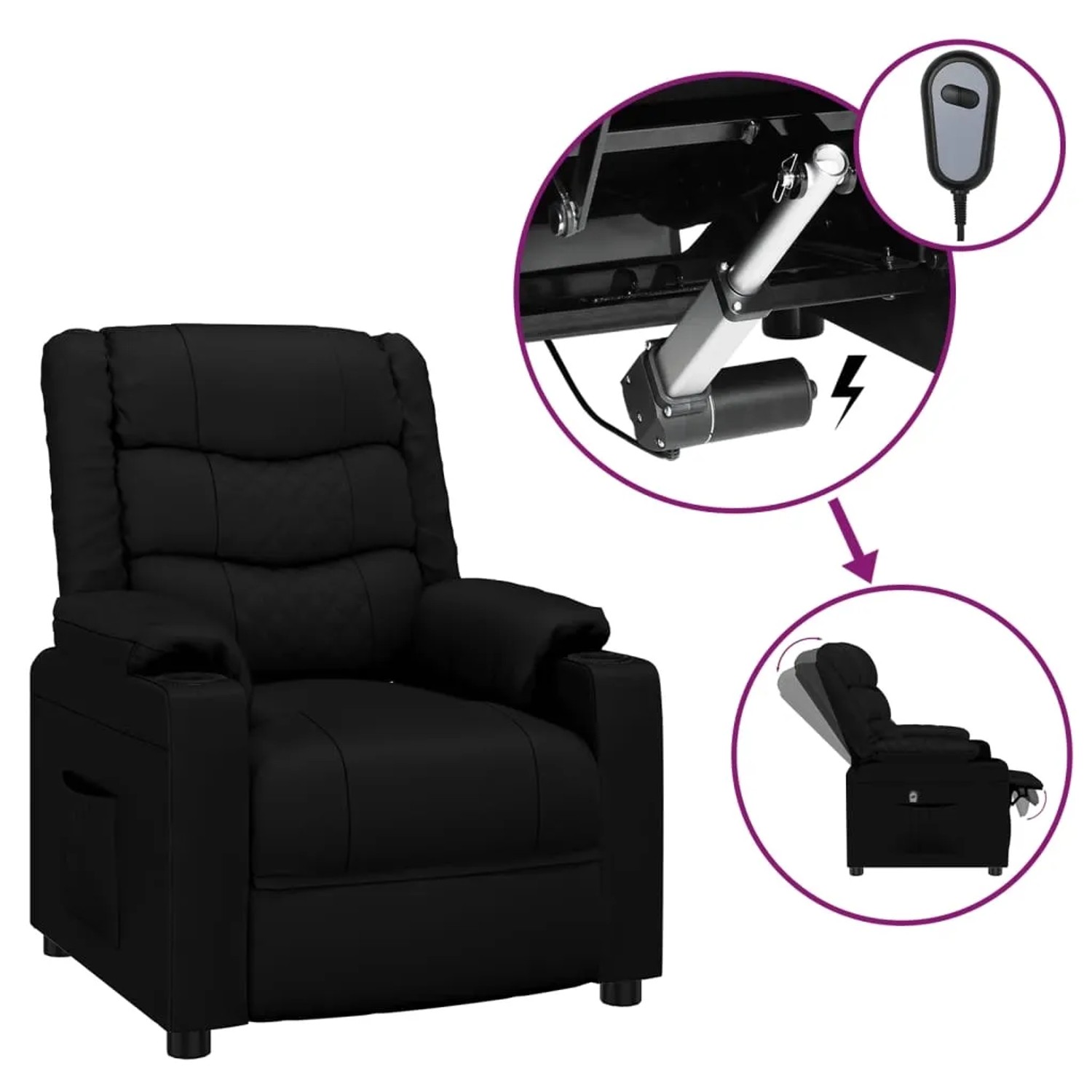 vidaXL Relaxsessel Elektrisch Schwarz Kunstleder 3143449