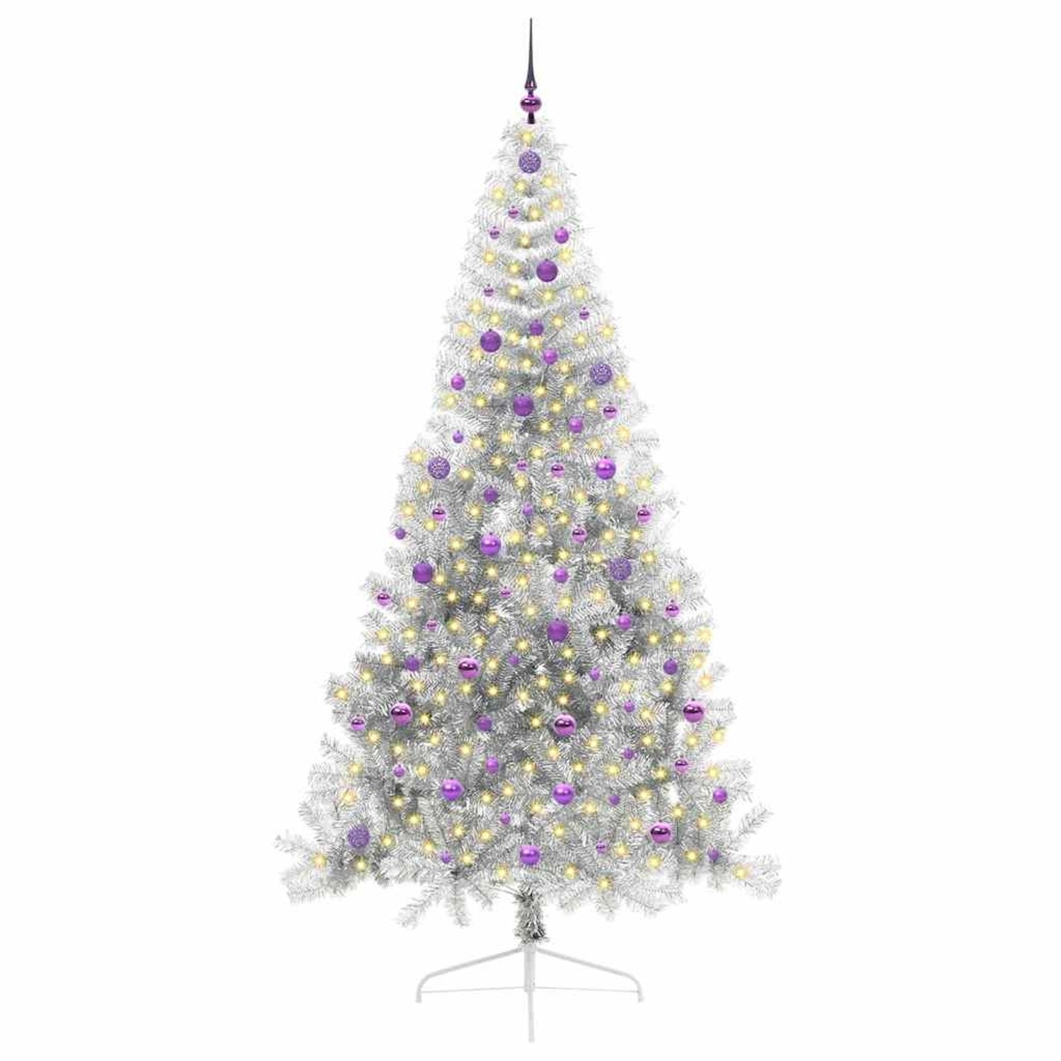 vidaXL Künstlicher Vorbeleuchteter Weihnachtsbaum Silber 240 cm 3397238
