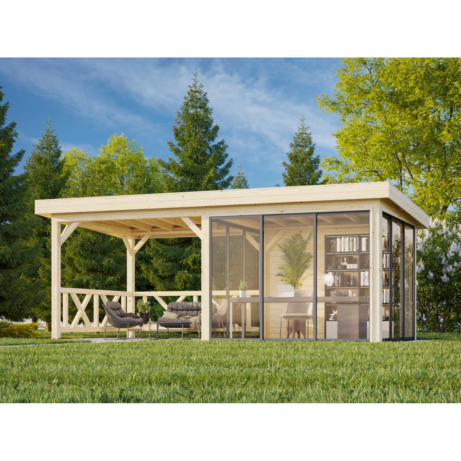 Palmako Pavillon Lenna Set 404 Slide 588 x 300 cm Lackiert Weiß FSC® günstig online kaufen
