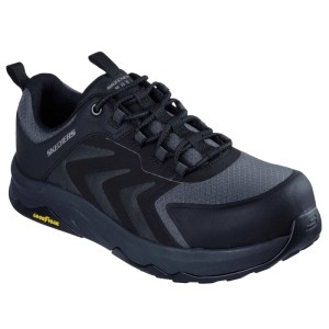 Schwarzer Skechers Speed-Flex Trekker S3S Sicherheitsschuh für Herren. Robuste Goodyear Sohle, Carbon-Schutzkappe, rutschhemmend.
