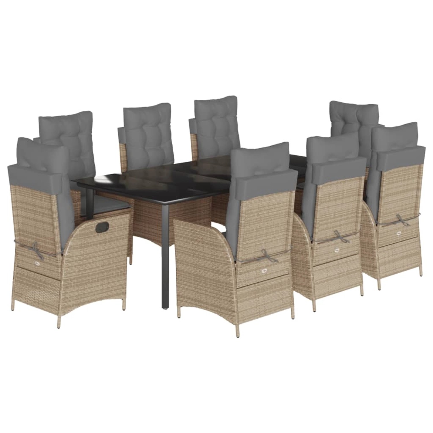 vidaXL 9-Tlg Garten-Essgruppe mit Kissen Beige Poly Rattan 3213272 günstig online kaufen