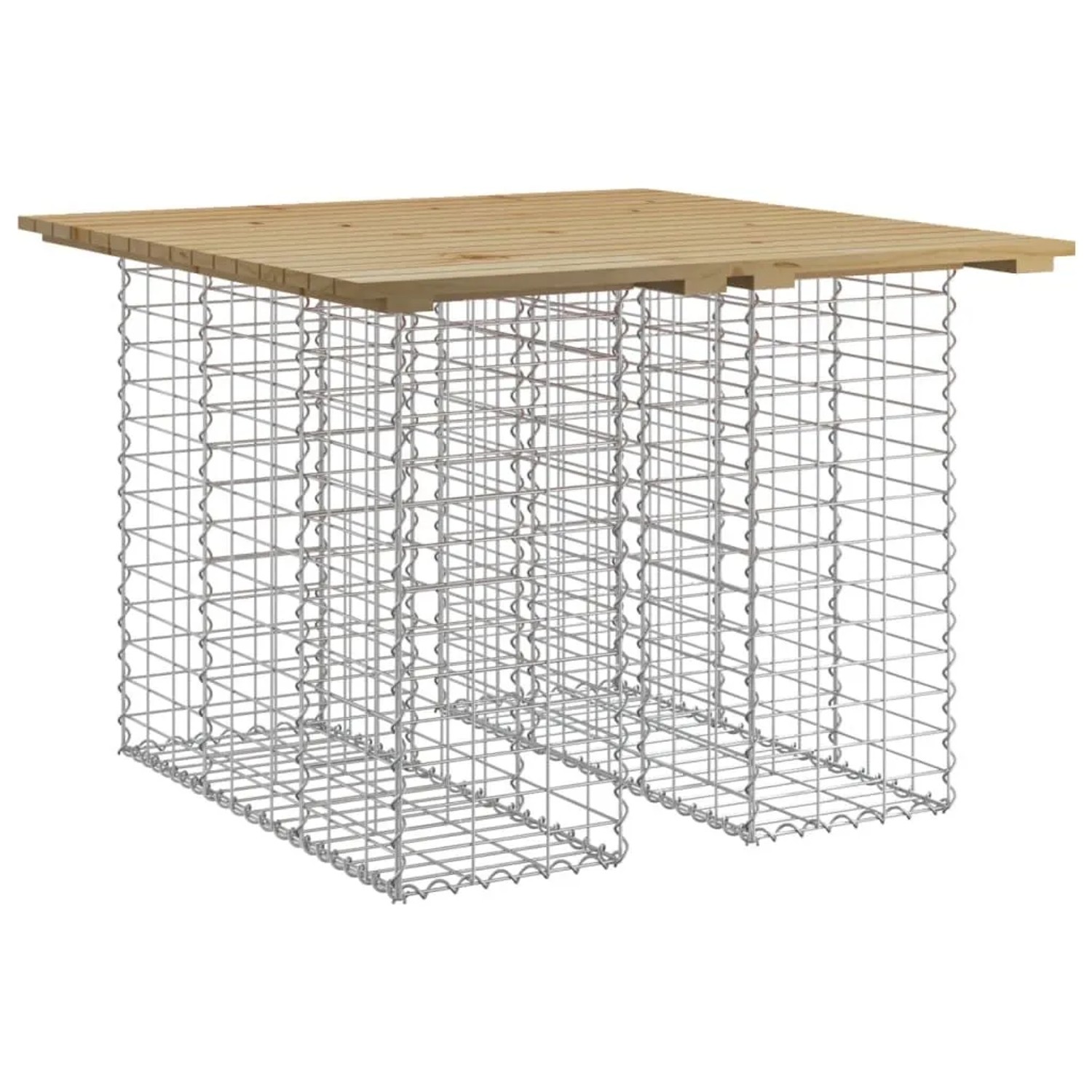 DELUKE Gartenbank Gabionen TELLE Aus Stahl 100x102x72cm Kiefernholz Braun 30cm Gabionenbreite Gabionenbank Gabionengitter Ziergabione