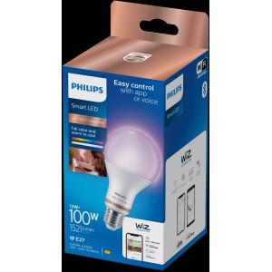 Philips Smart LED Lampe E27, 100W, Farbwechsel, in Verpackung.