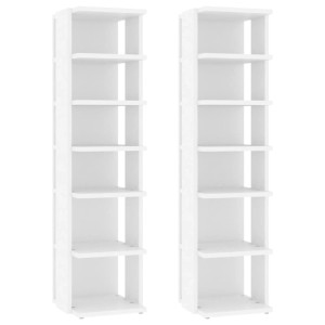 vidaXL Schuhschränke 2 Stk Weiß 27,5x27x102 cm Holzwerkstoff 808486