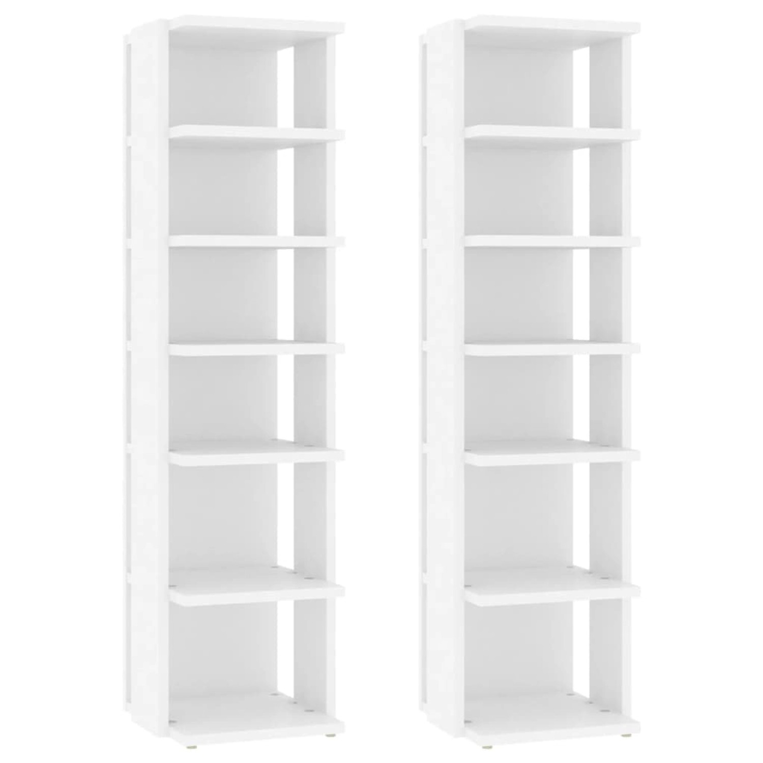 vidaXL Schuhschränke 2 Stk Weiß 27,5x27x102 cm Holzwerkstoff 808486