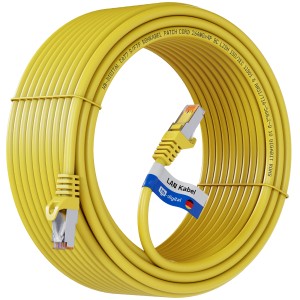 hb-digital 30m Patchkabel CAT 7 Rohkabel RJ45 S/FTP PiMF LSZH AWG 26 Halogenfrei Gelb