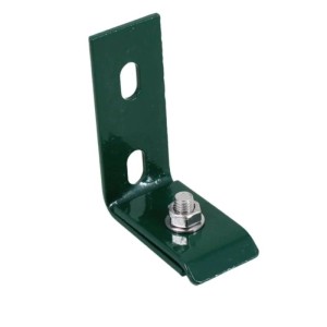 Grüner Wandanschlusswinkel aus pulverbeschichtetem Metall für Doppelstabmatten, inkl. Schraube, Mutter, Unterlegscheibe.