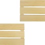 Zwei Einlegeböden aus Kiefernholz für Holzkisten, zur Umwandlung in Regale.