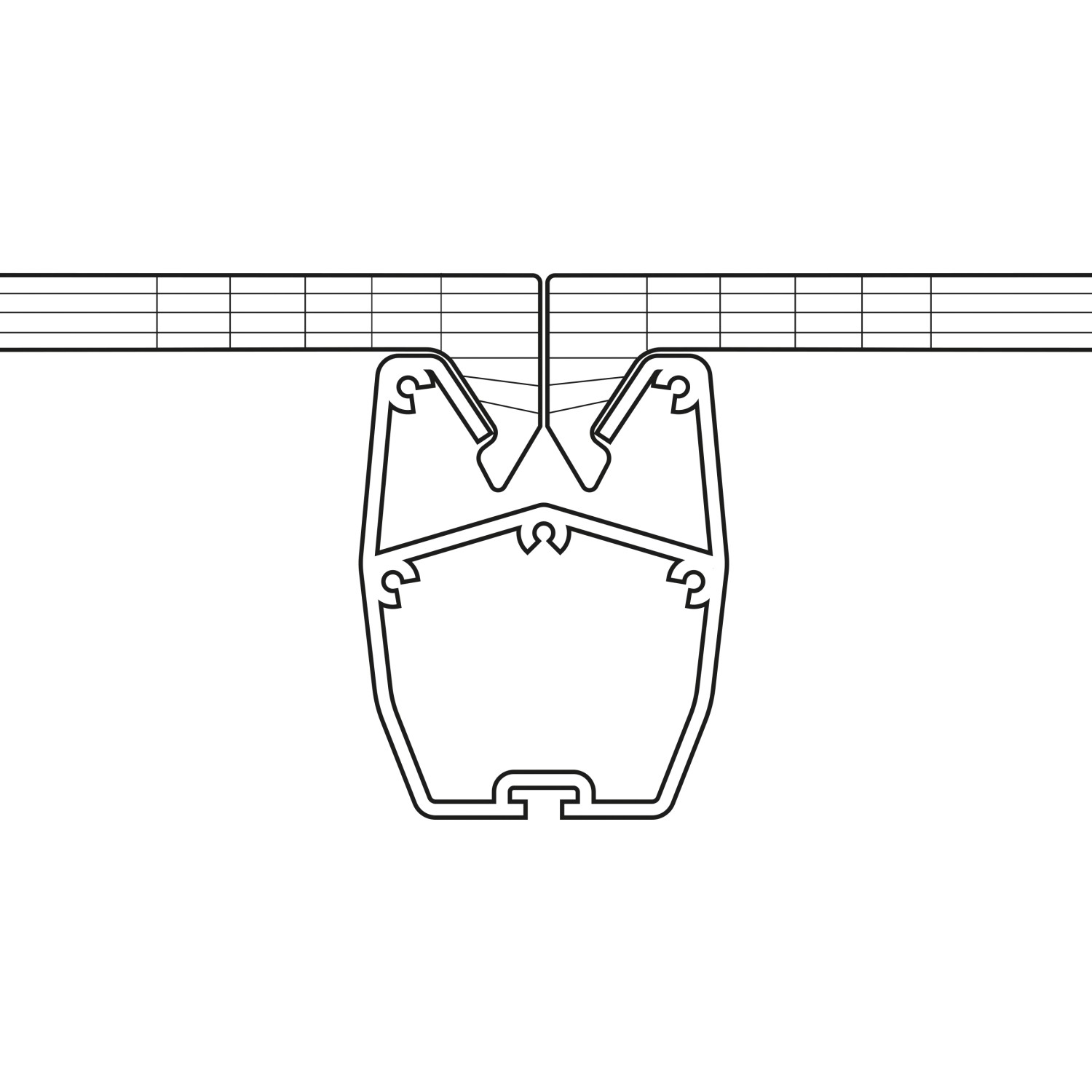 Detailansicht Gutta Terrassenüberdachung Bausatz, Profilquerschnitt mit Hohlkammerplatten.